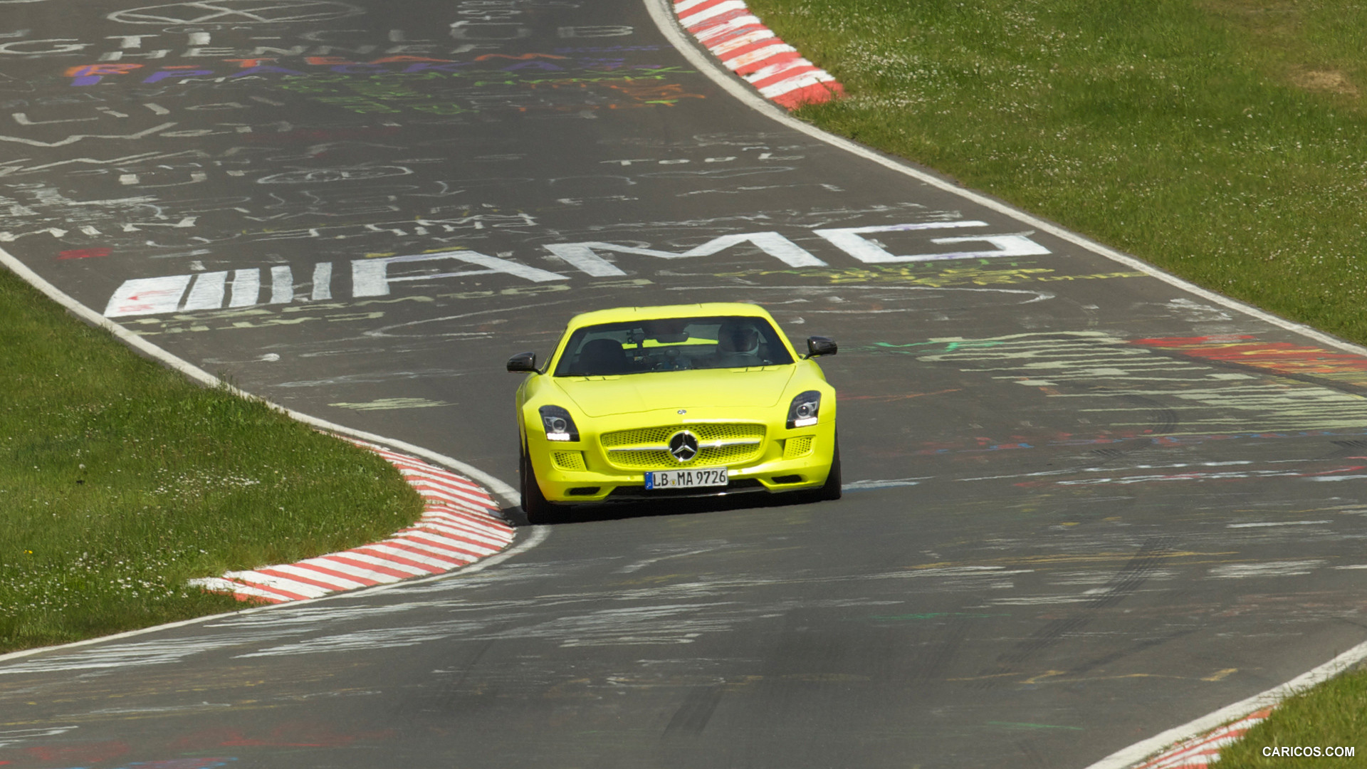 2014 Mercedes-Benz SLS AMG Coupe Electric Drive, Yellow at Nürburgring   - Front, #42 of 47