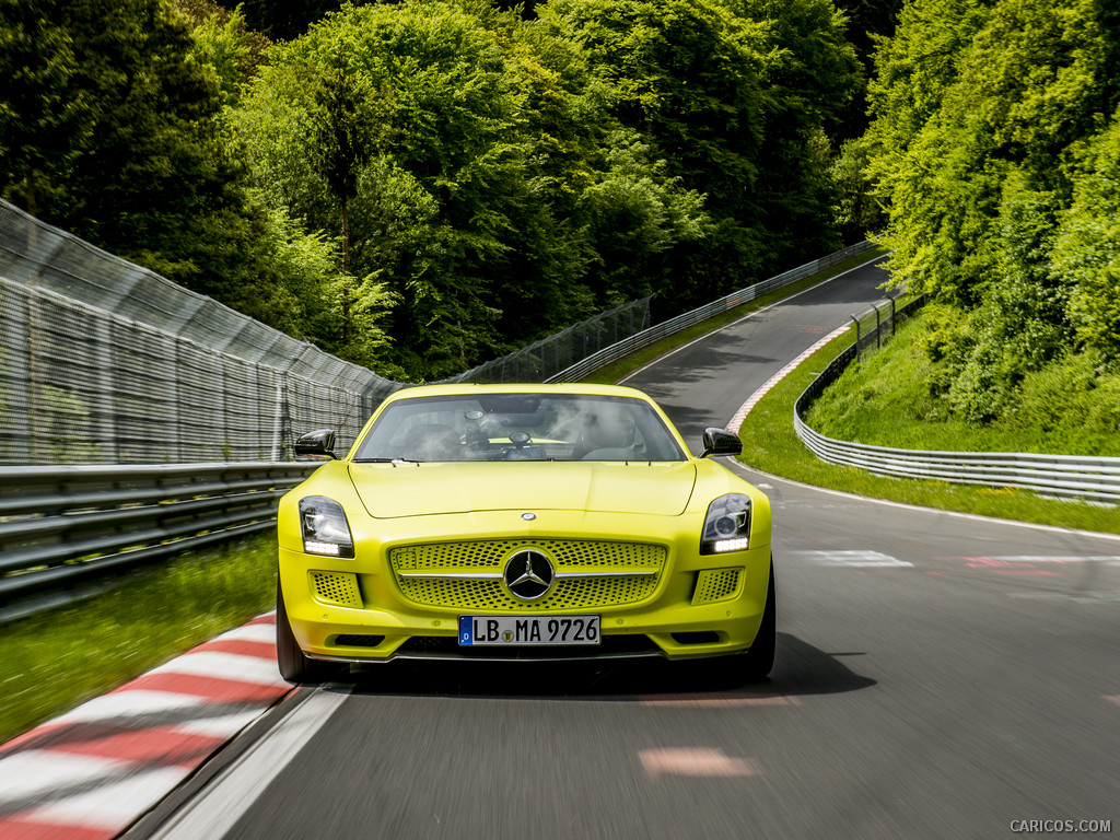 2014 Mercedes-Benz SLS AMG Coupe Electric Drive, Yellow at Nürburgring   - Front