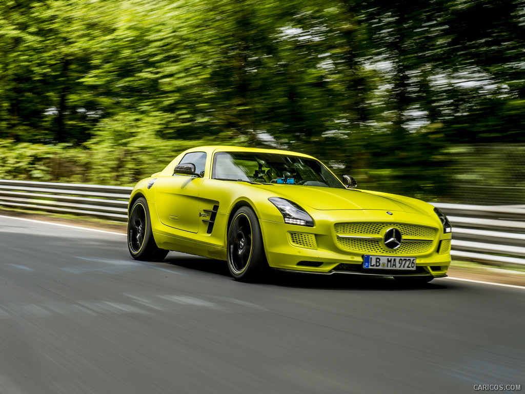 2014 Mercedes-Benz SLS AMG Coupe Electric Drive, Yellow at Nürburgring   - Front