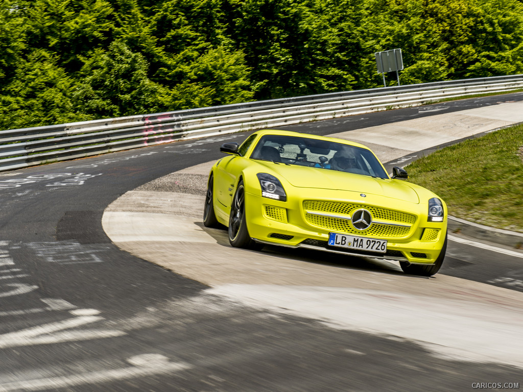 2014 Mercedes-Benz SLS AMG Coupe Electric Drive, Yellow at Nürburgring   - Front