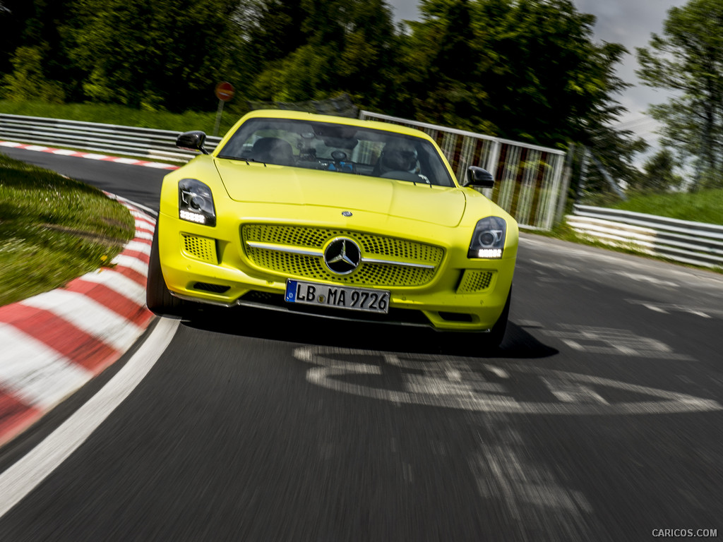 2014 Mercedes-Benz SLS AMG Coupe Electric Drive, Yellow at Nürburgring   - Front