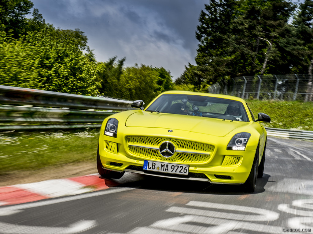 2014 Mercedes-Benz SLS AMG Coupe Electric Drive, Yellow at Nürburgring   - Front