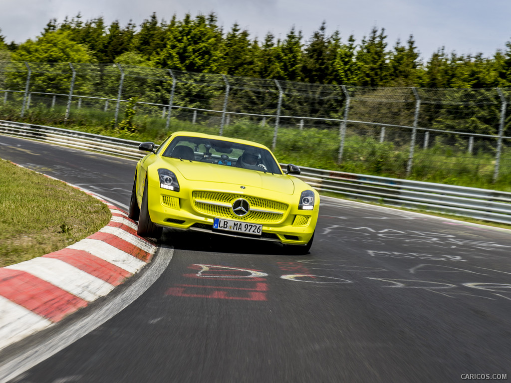 2014 Mercedes-Benz SLS AMG Coupe Electric Drive, Yellow at Nürburgring   - Front