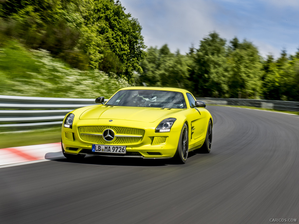 2014 Mercedes-Benz SLS AMG Coupe Electric Drive, Yellow at Nürburgring   - Front