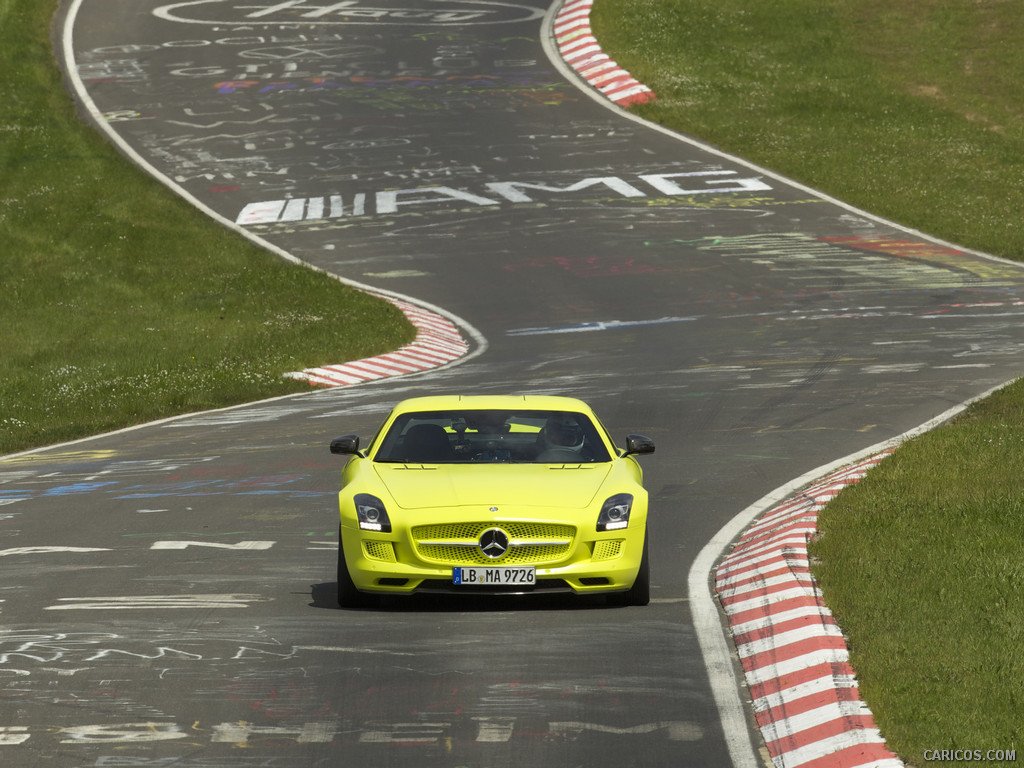 2014 Mercedes-Benz SLS AMG Coupe Electric Drive, Yellow at Nürburgring   - Front