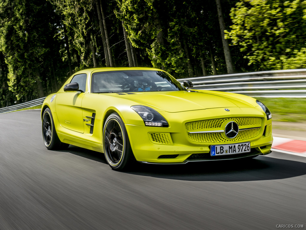 2014 Mercedes-Benz SLS AMG Coupe Electric Drive, Yellow at Nürburgring   - Front