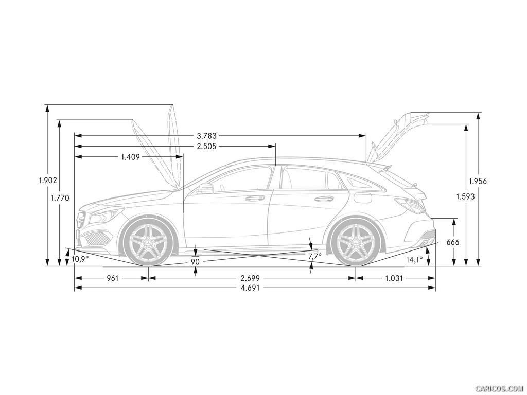 2015 Mercedes-Benz CLA 45 AMG Shooting Brake  - Dimensions