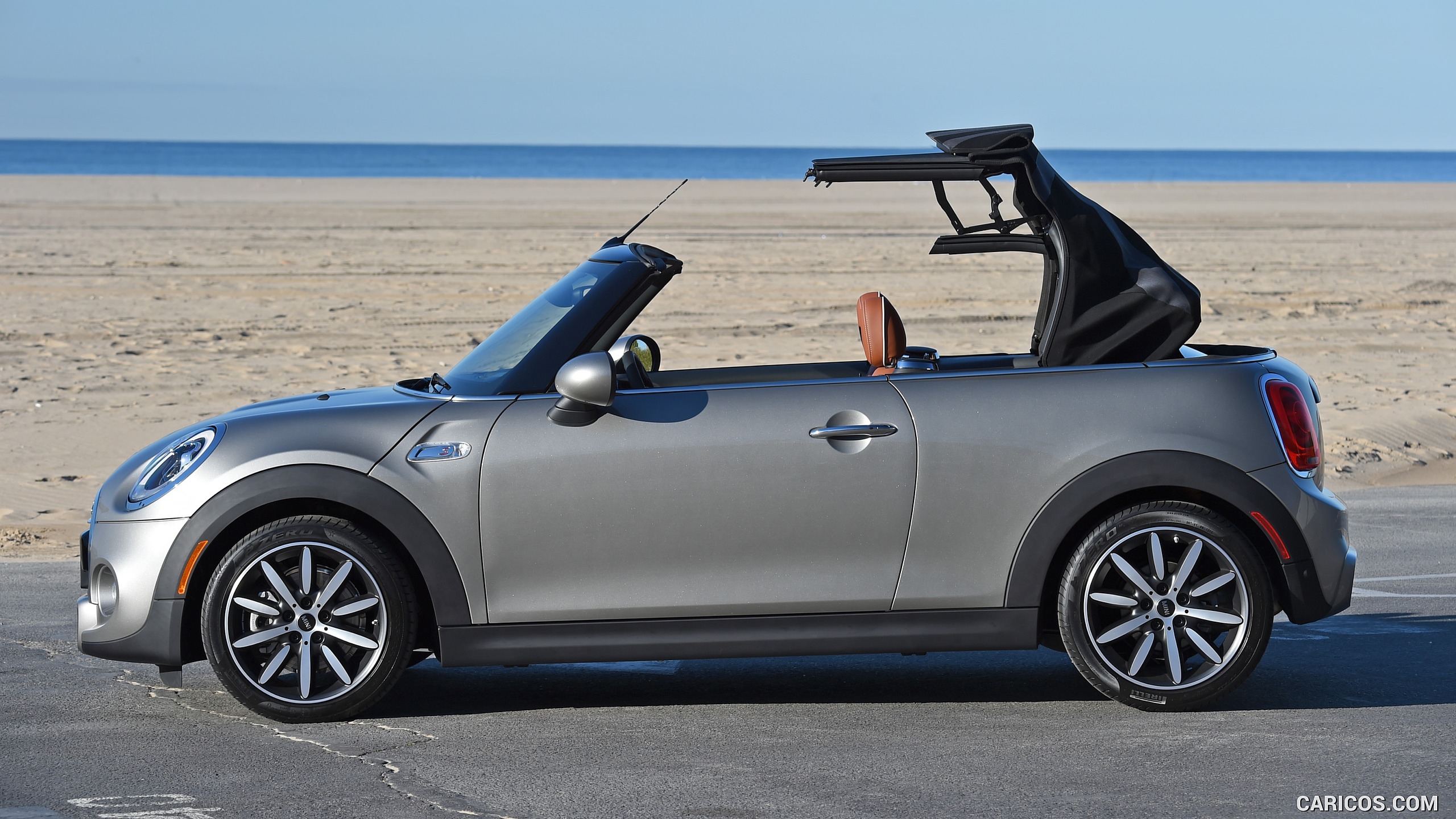2016 MINI Cooper S Convertible (Color: Melting Silver Metallic) - Top In Action - Side, #269 of 332