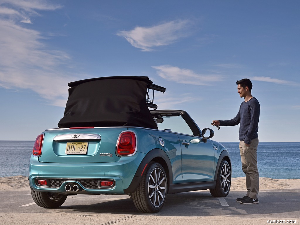 2016 MINI Cooper S Convertible (Color: Caribbean Aqua Metallic) - Rear