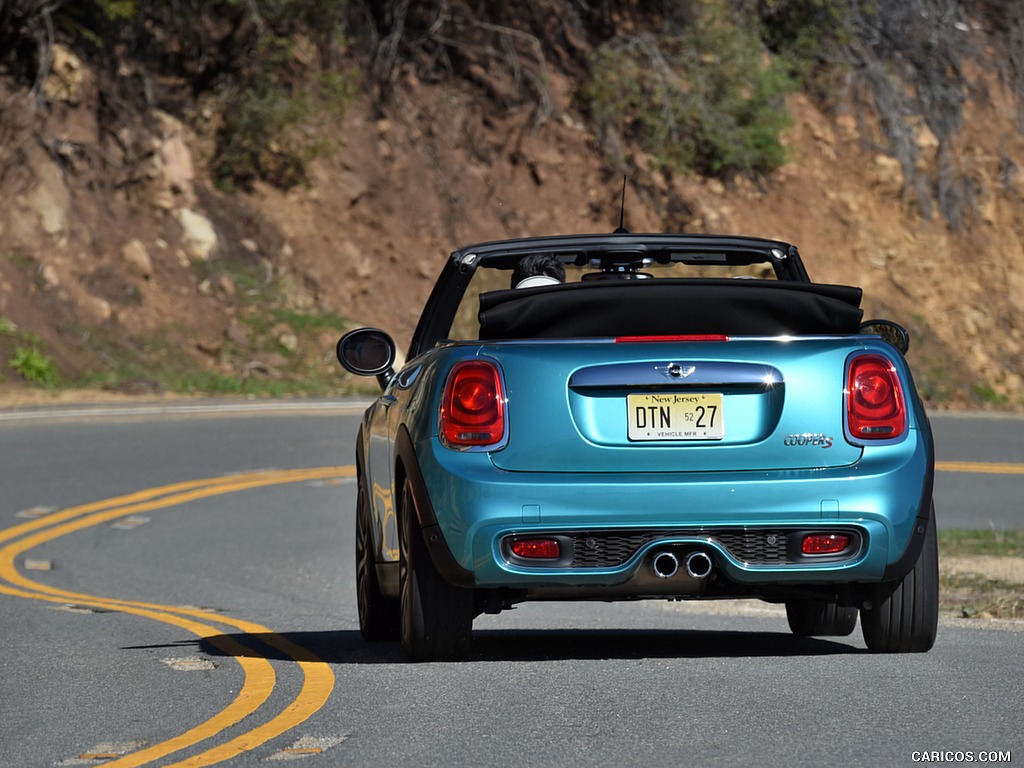 2016 MINI Cooper S Convertible (Color: Caribbean Aqua Metallic) - Rear