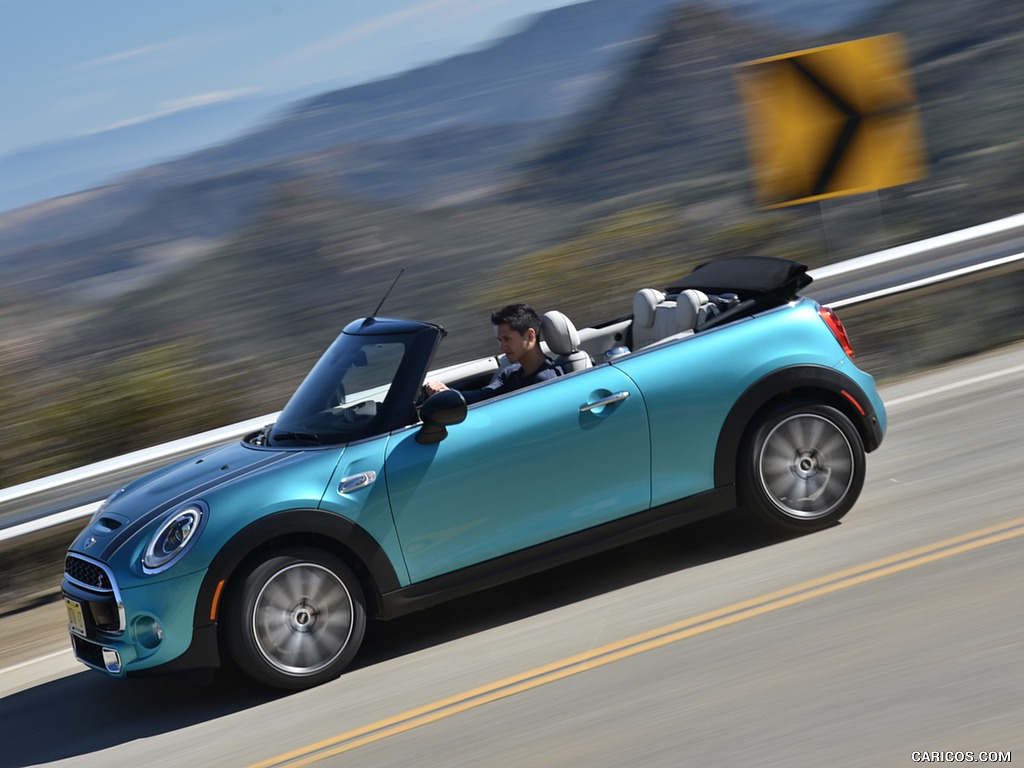 2016 MINI Cooper S Convertible (Color: Caribbean Aqua Metallic) - Side