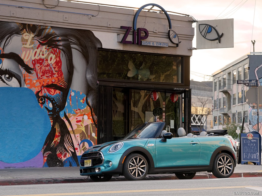 2016 MINI Cooper S Convertible (Color: Caribbean Aqua Metallic) - Side