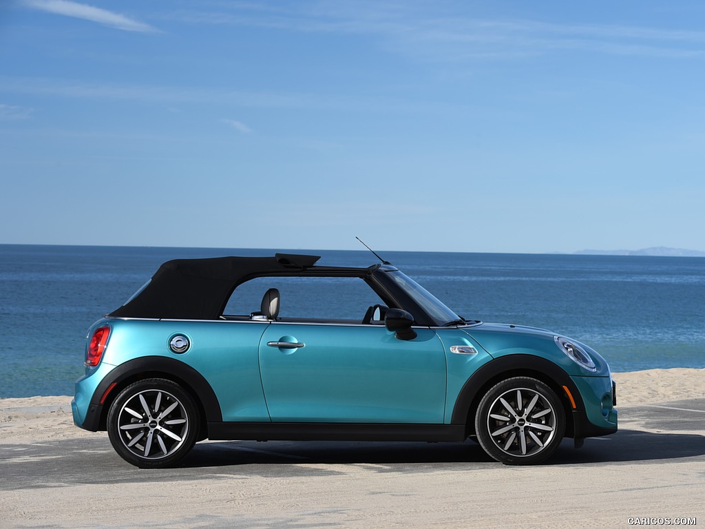 2016 MINI Cooper S Convertible (Color: Caribbean Aqua Metallic) - Top Closed - Side