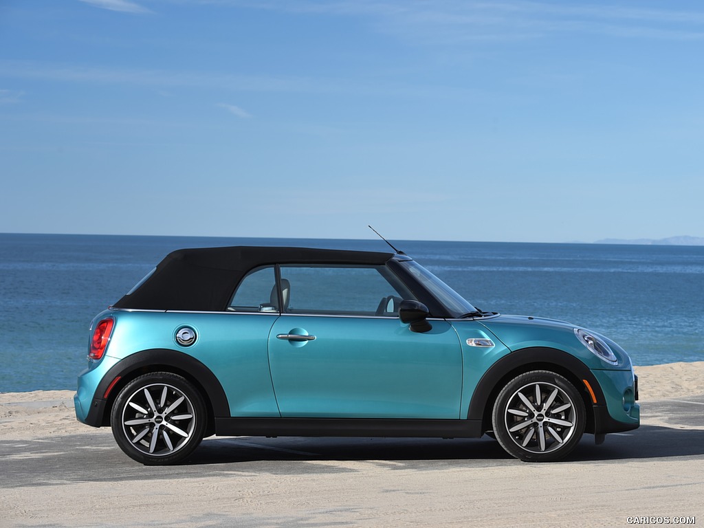 2016 MINI Cooper S Convertible (Color: Caribbean Aqua Metallic) - Top Closed - Side