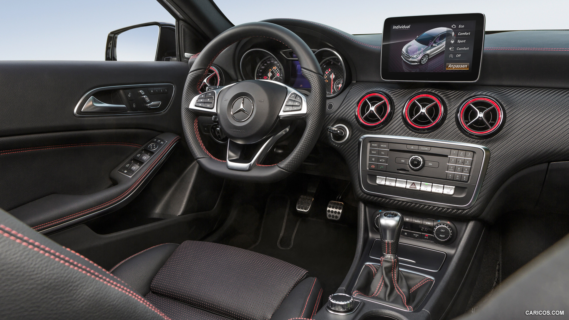 2016 Mercedes-Benz A-Class  A 250 Sport AMG Line (Leather Black / RED CUT) - Interior, #14 of 43