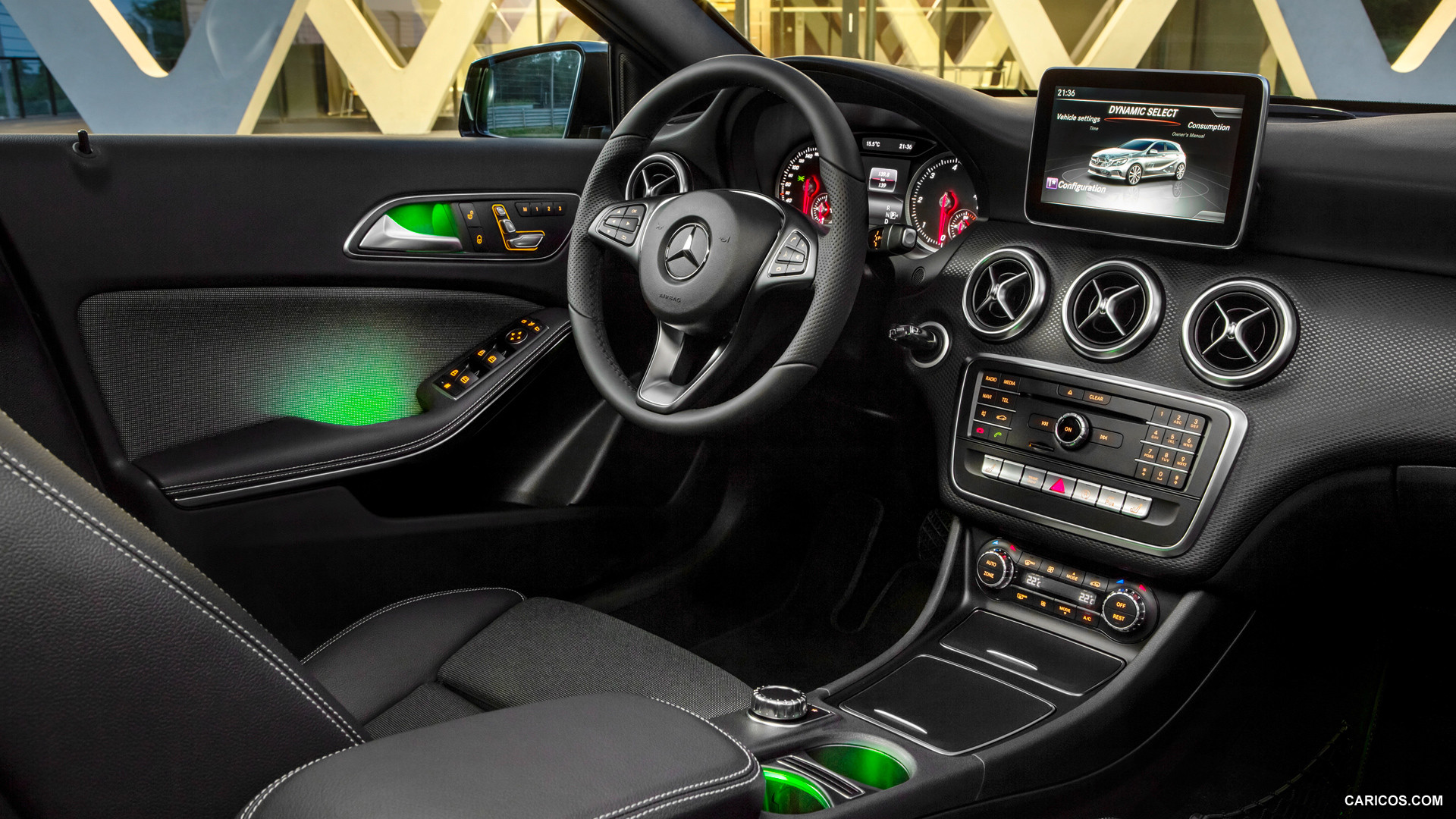 2016 Mercedes-Benz A-Class A 220d 4MATIC (Black / Green) - Interior, #42 of 43