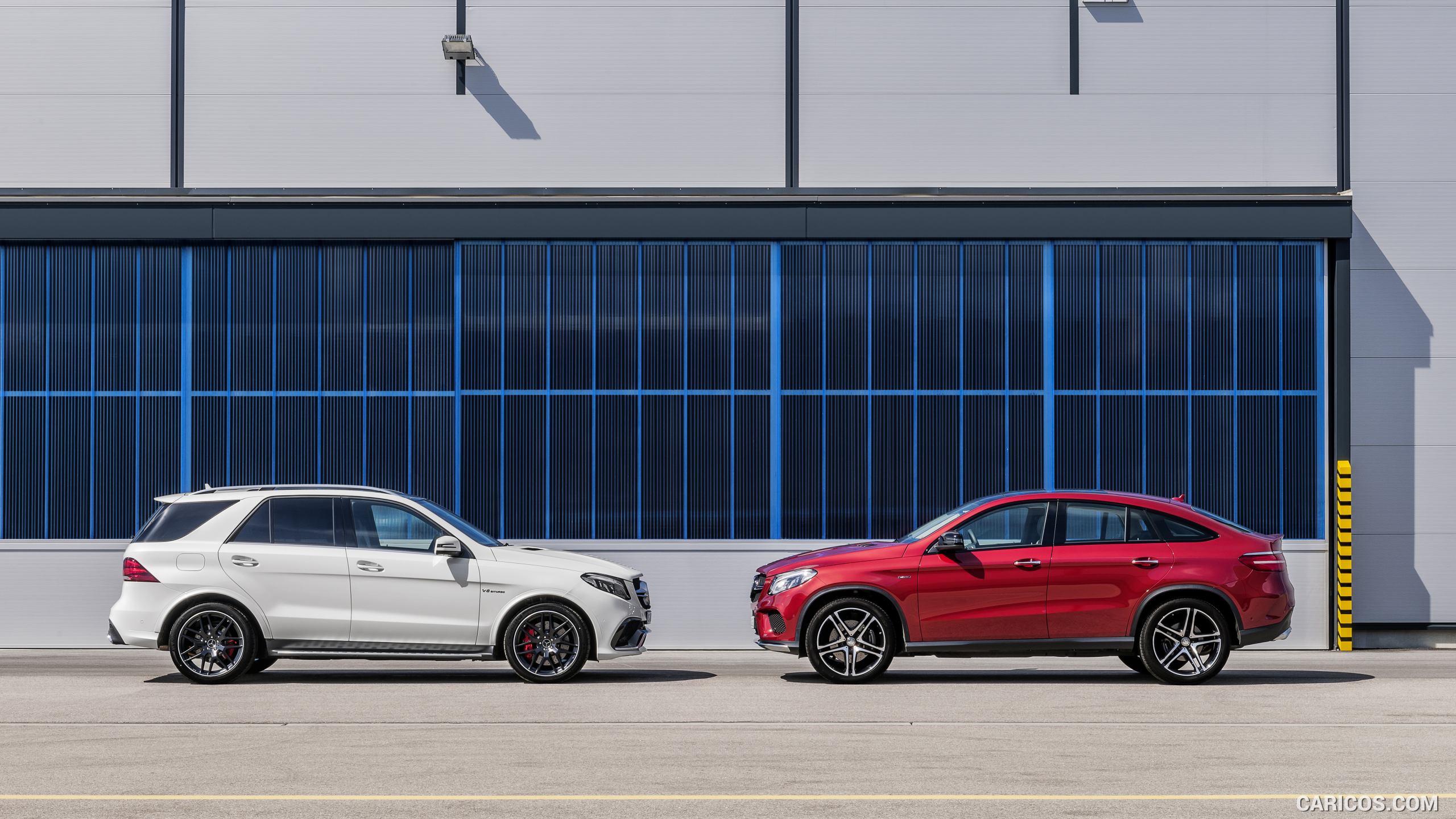 2016 Mercedes-Benz GLE 450 AMG Coupe 4MATIC (Designo Hyacinth Red Metallic) and Mercedes-AMG GLE 63 S - Side, #30 of 115