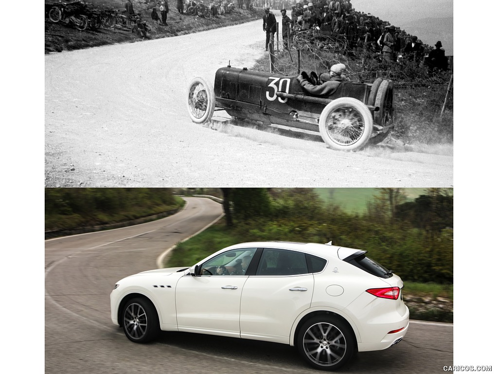 2017 Maserati Levante SUV and 1923 Alfieri Maserati - Side