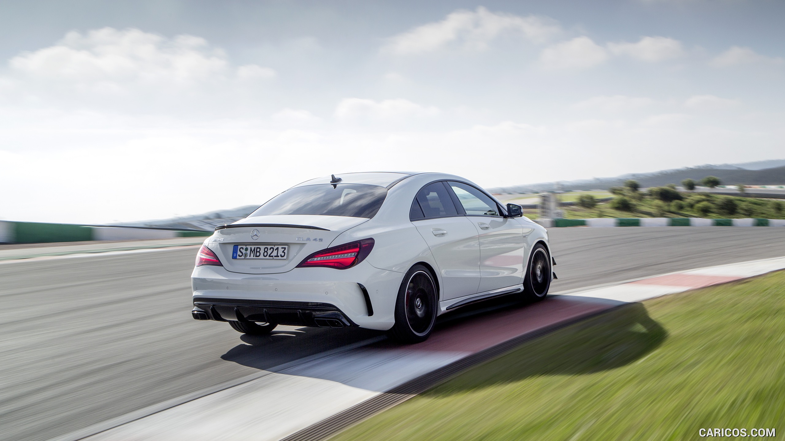 2017 Mercedes-AMG CLA 45 Coupé with Aerodynamics Package (Chassis: C117, Color: Diamond White) - Rear, #3 of 11
