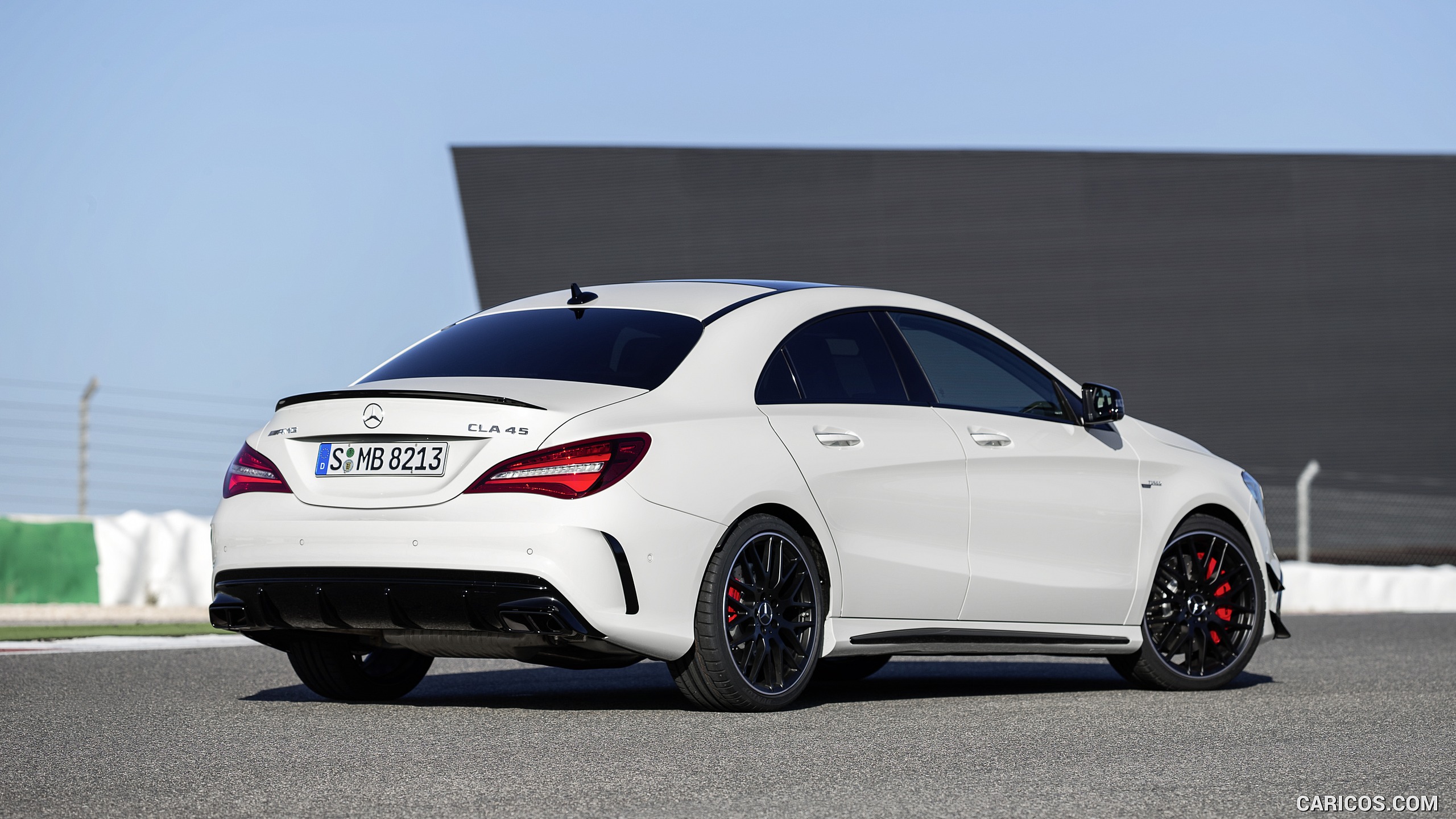 2017 Mercedes-AMG CLA 45 Coupé with Aerodynamics Package (Chassis: C117, Color: Diamond White) - Rear, #8 of 11