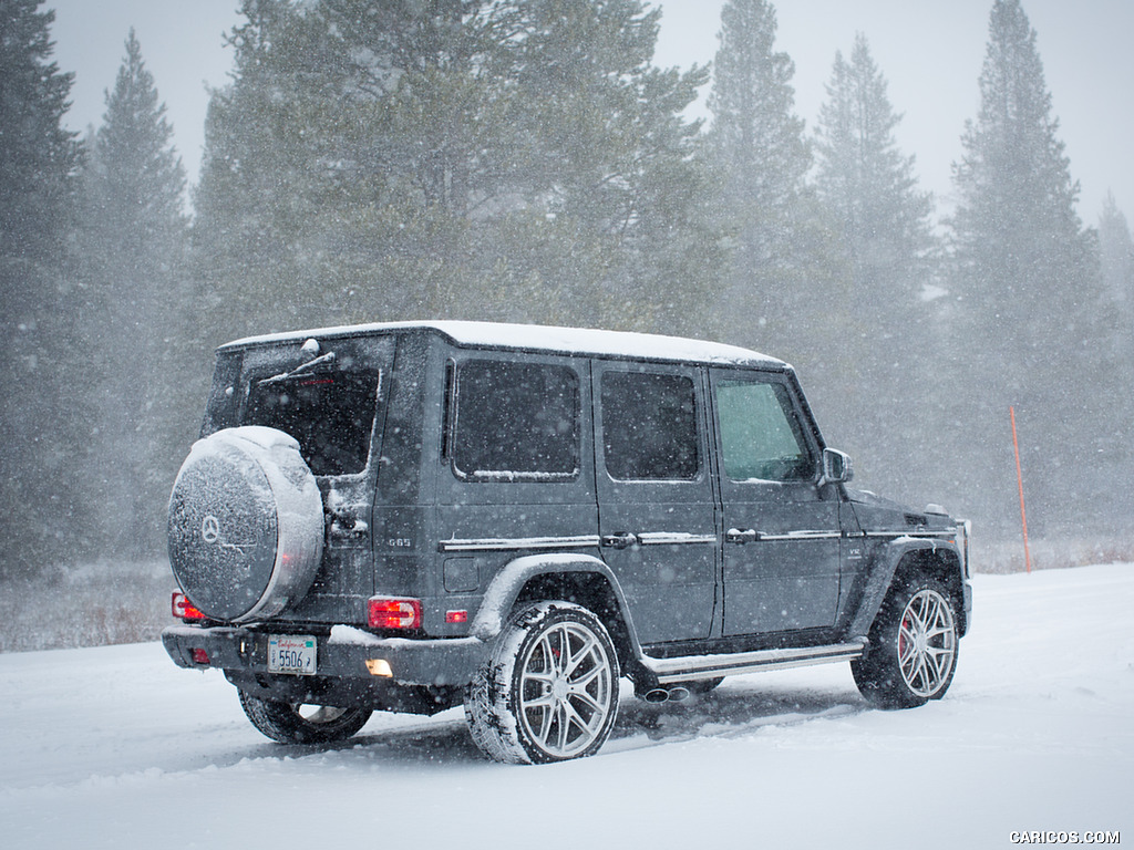 2017 Mercedes-AMG G65 AMG (US-Spec) in snow - Rear Three-Quarter