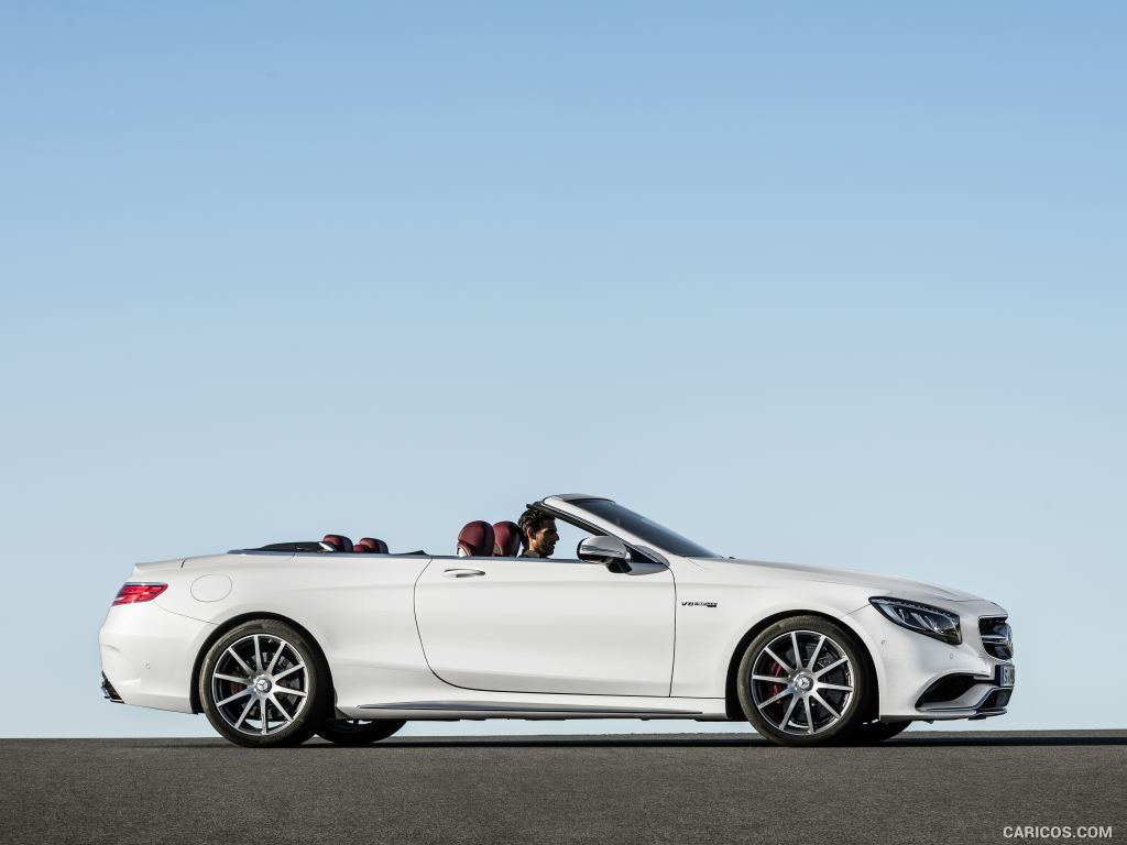 2017 Mercedes-AMG S63 4MATIC Cabriolet (Designo Diamond White Bright) - Top Down