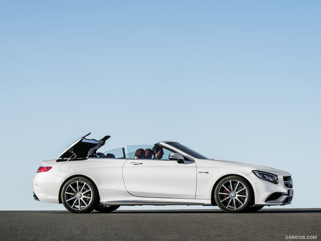 2017 Mercedes-AMG S63 4MATIC Cabriolet (Designo Diamond White Bright) - Top In Action