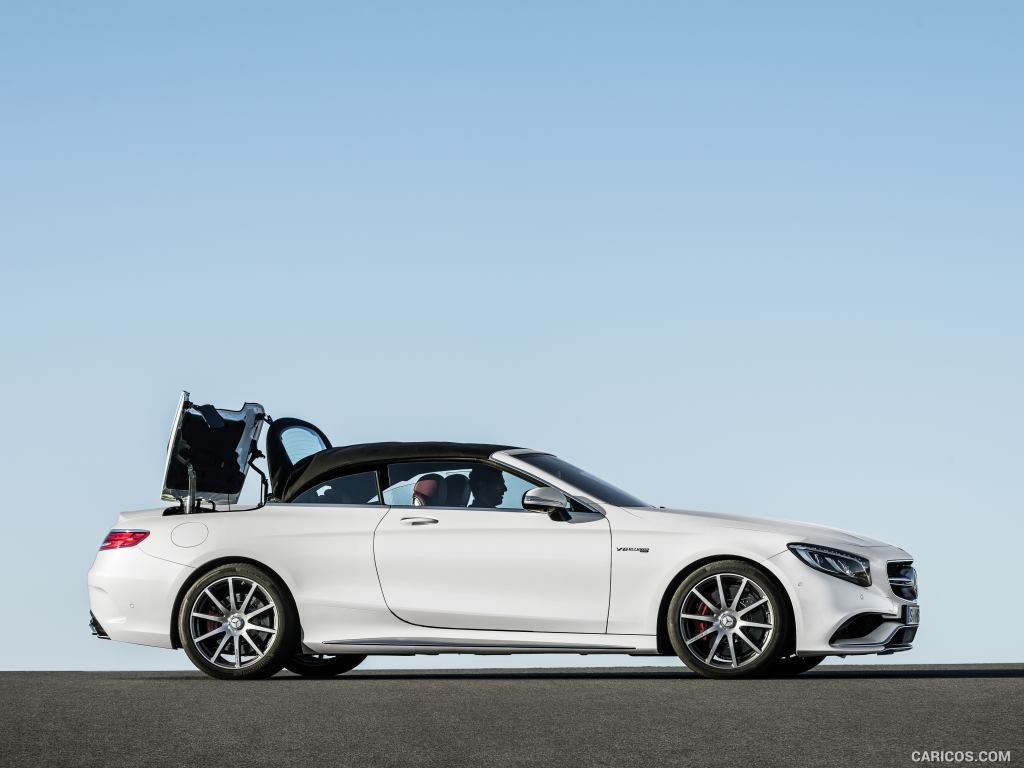 2017 Mercedes-AMG S63 4MATIC Cabriolet (Designo Diamond White Bright) - Top In Action