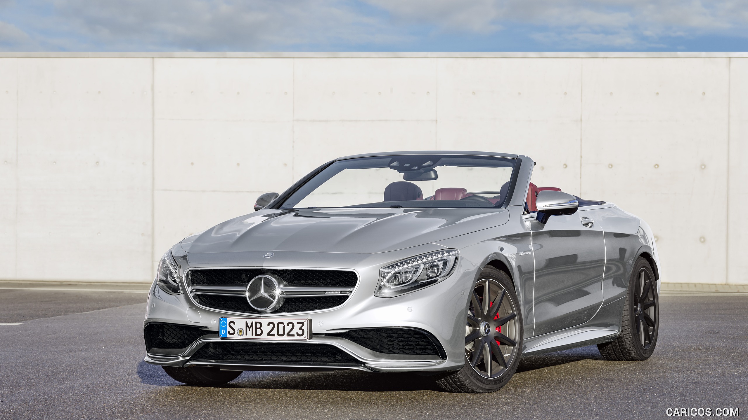 2017 Mercedes-AMG S63 Cabriolet Edition 130 (Color: Alubeam Silver; Fabric Soft Top: Red) - Front, #1 of 21