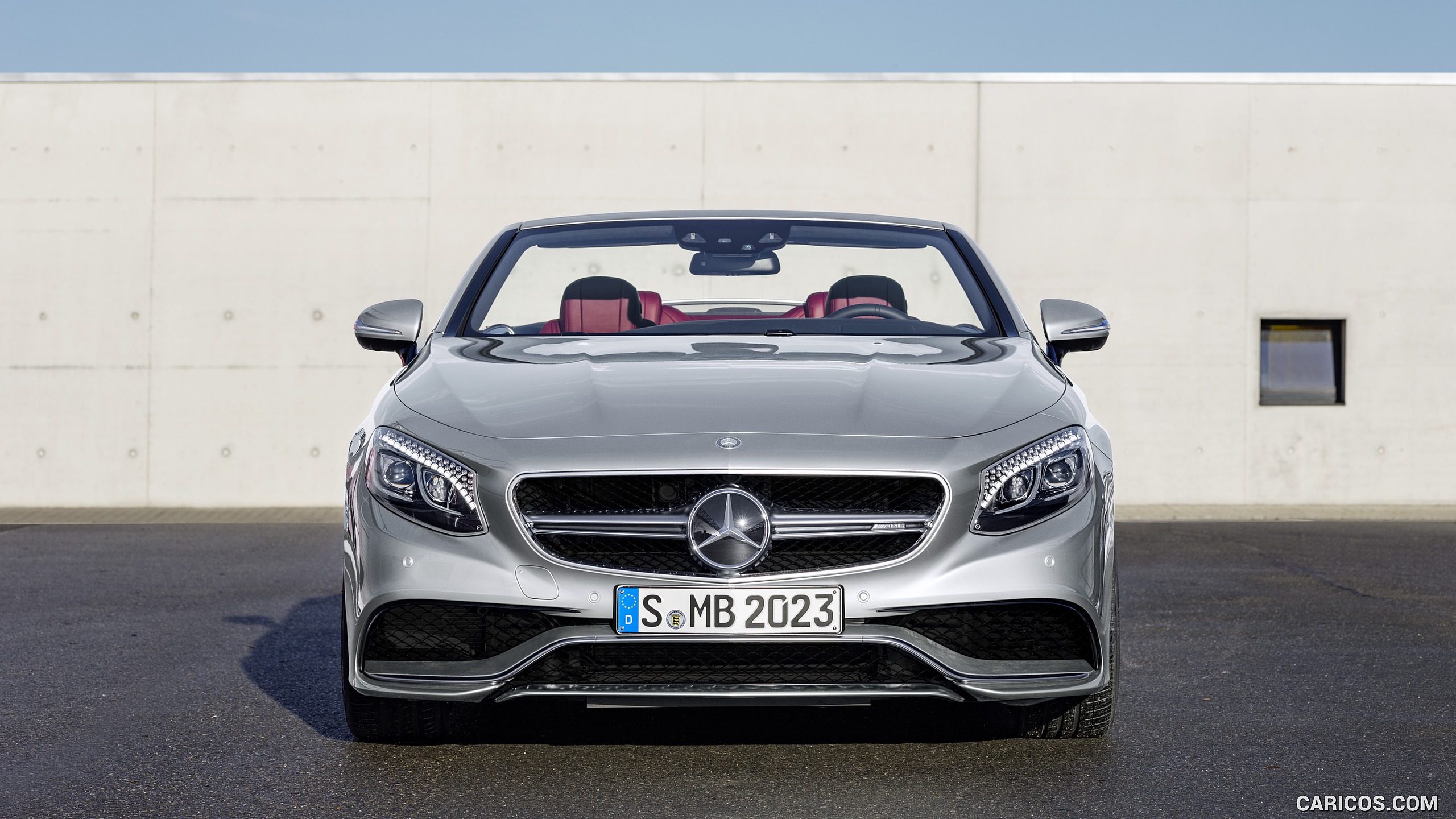 2017 Mercedes-AMG S63 Cabriolet Edition 130 (Color: Alubeam Silver; Fabric Soft Top: Red) - Front, #7 of 21