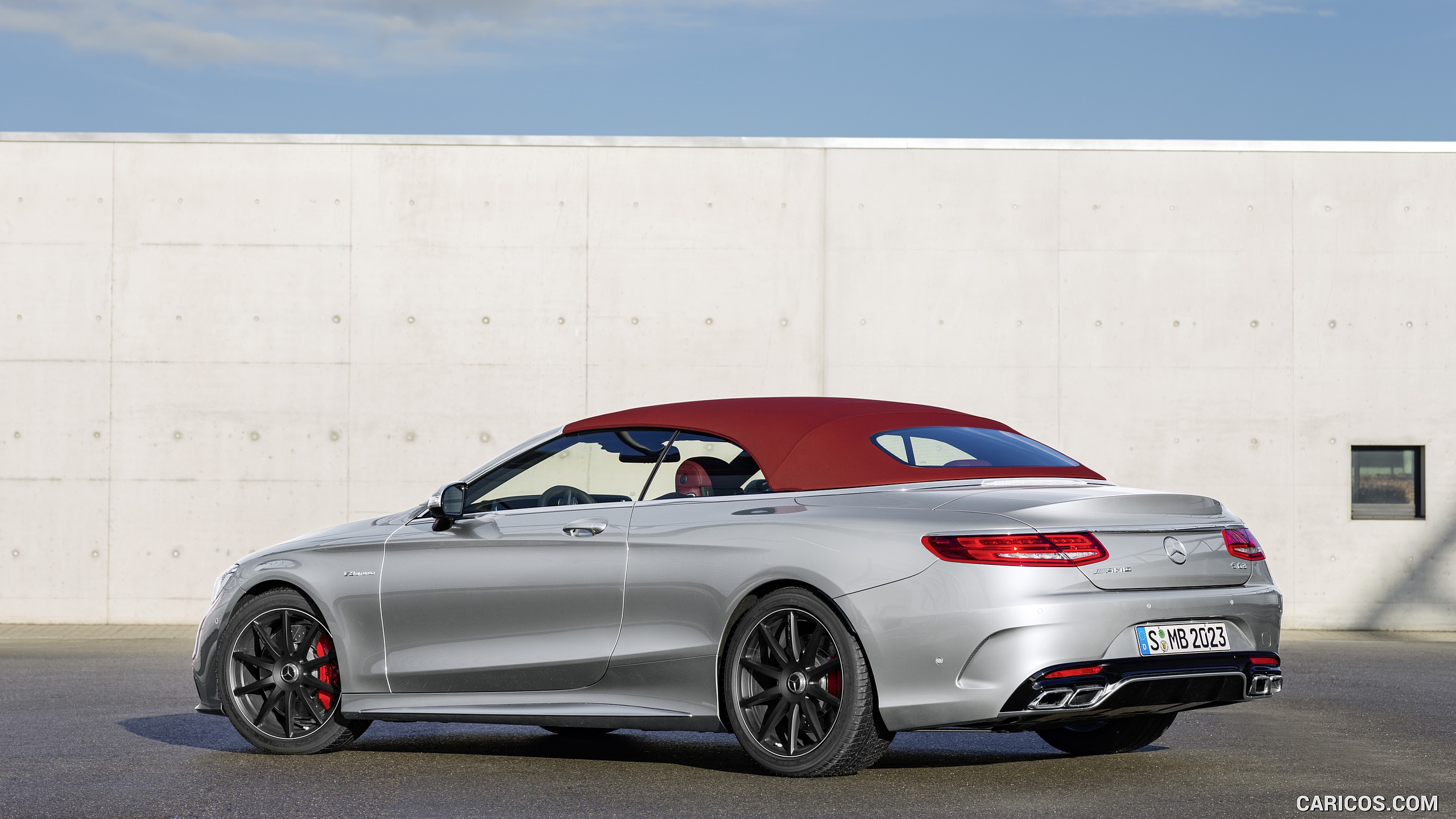 2017 Mercedes-AMG S63 Cabriolet Edition 130 (Color: Alubeam Silver; Fabric Soft Top: Red) - Rear, #6 of 21
