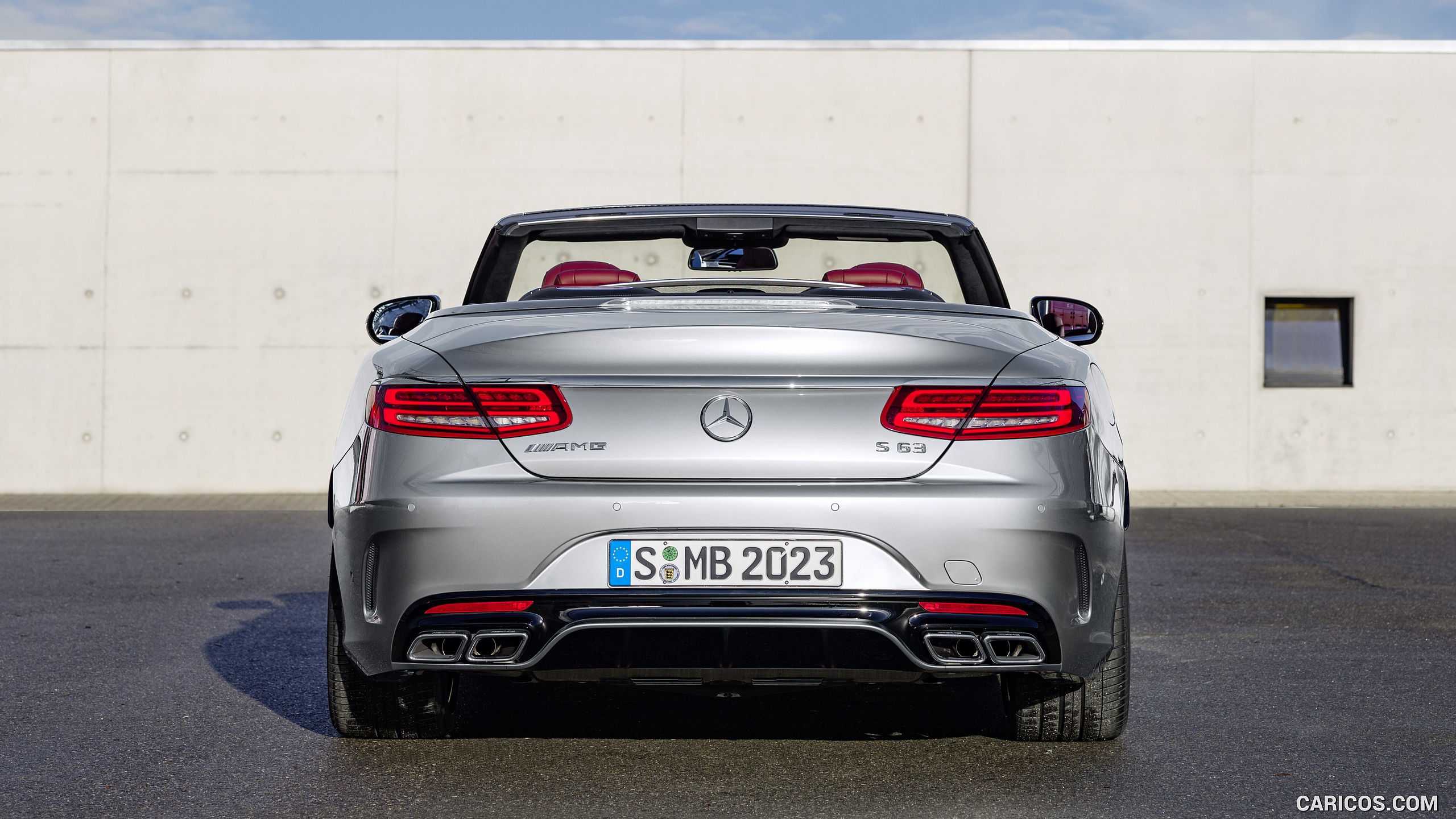 2017 Mercedes-AMG S63 Cabriolet Edition 130 (Color: Alubeam Silver; Fabric Soft Top: Red) - Rear, #8 of 21