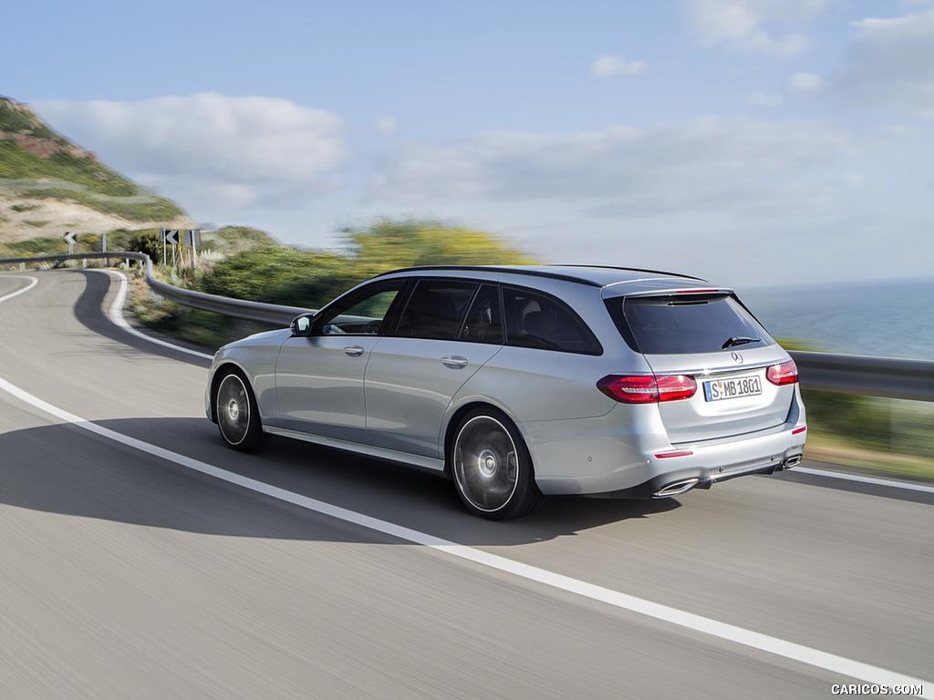 2017 Mercedes-Benz E-Class Estate E400 AMG Line (Color: Diamond Silver) - Rear Three-Quarter