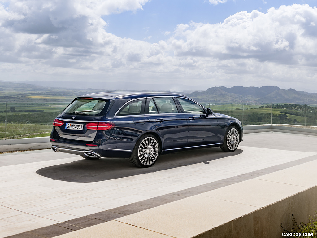 2017 Mercedes-Benz E-Class Estate Exclusive Line (Color: Cavansite Blue) - Rear Three-Quarter