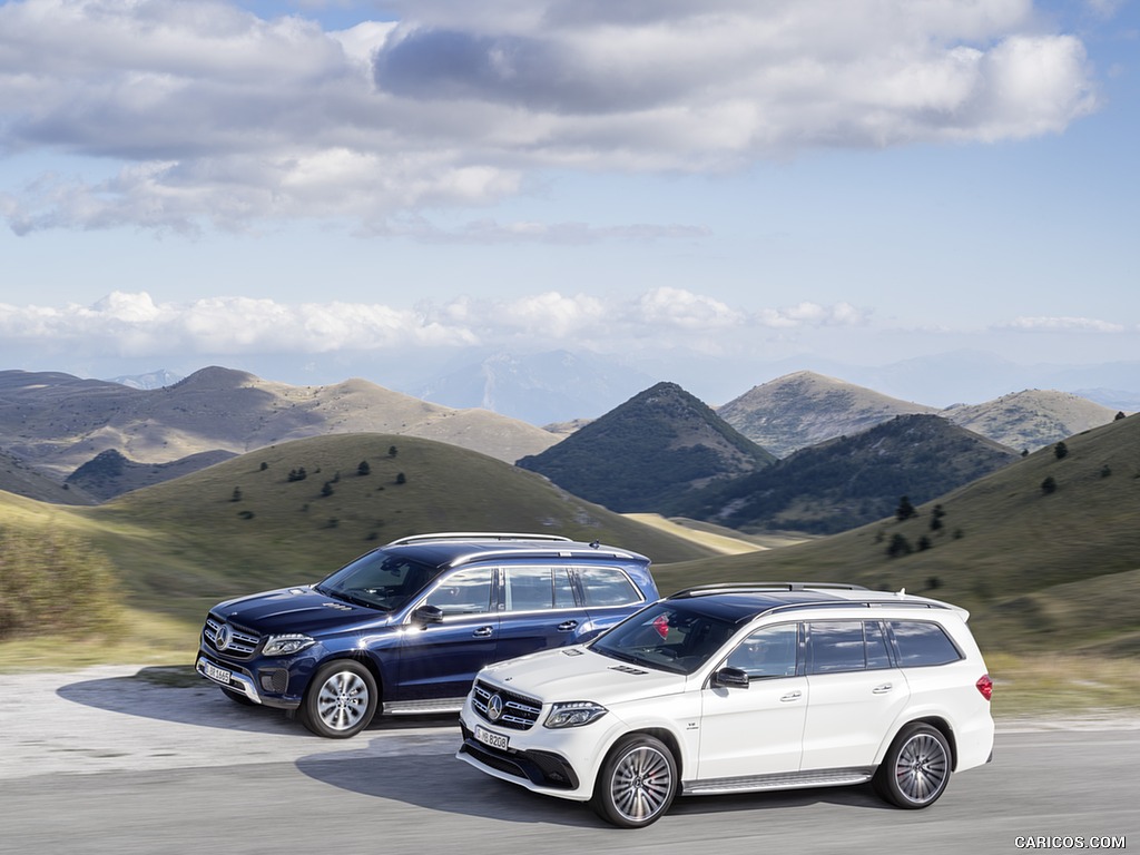 2017 Mercedes-Benz GLS 350d 4MATIC (Color: Cavansite Blue) and GLS 63 AMG