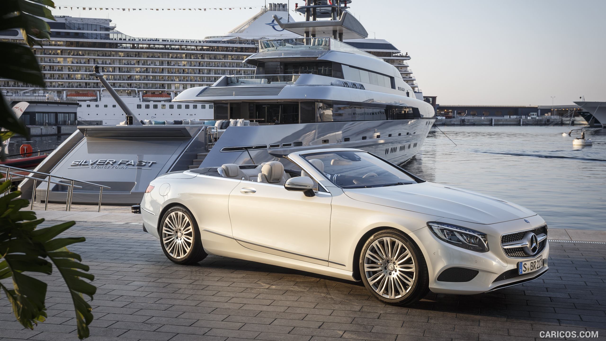 2017 Mercedes-Benz S-Class S500 Cabriolet and Silver Fast Yacht - Front, #55 of 56