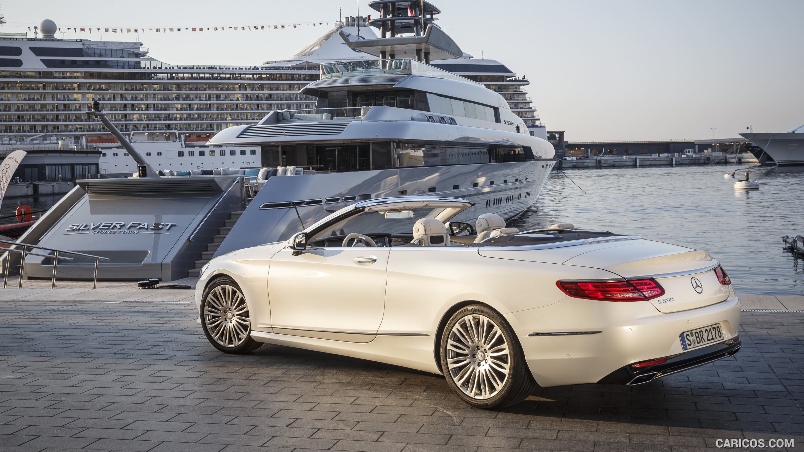 2017 Mercedes-Benz S-Class S500 Cabriolet and Silver Fast Yacht - Rear, #56 of 56