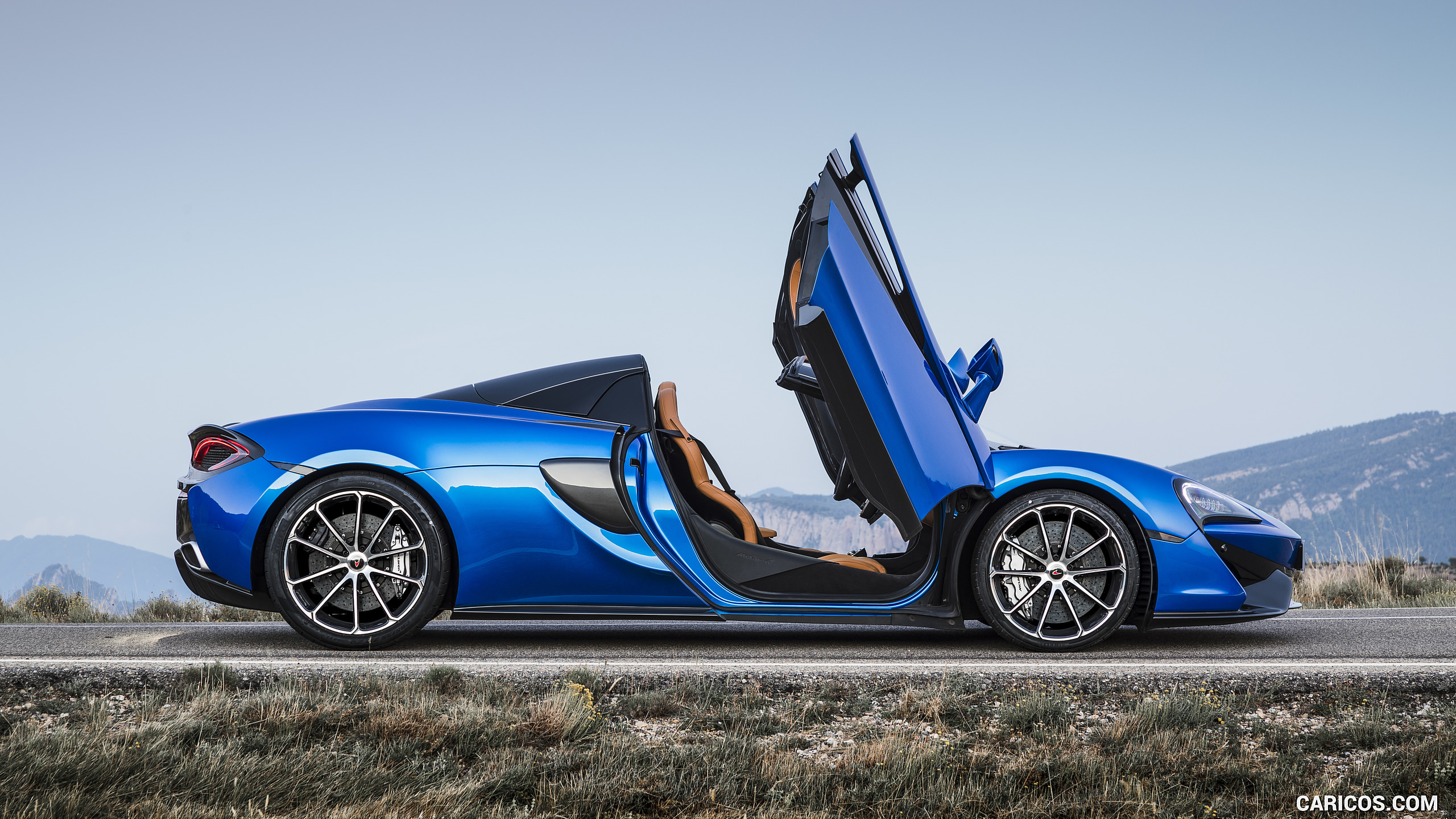 2018 McLaren 570S Spider (Color: Vega Blue) - Doors Up - Side, #138 of 160