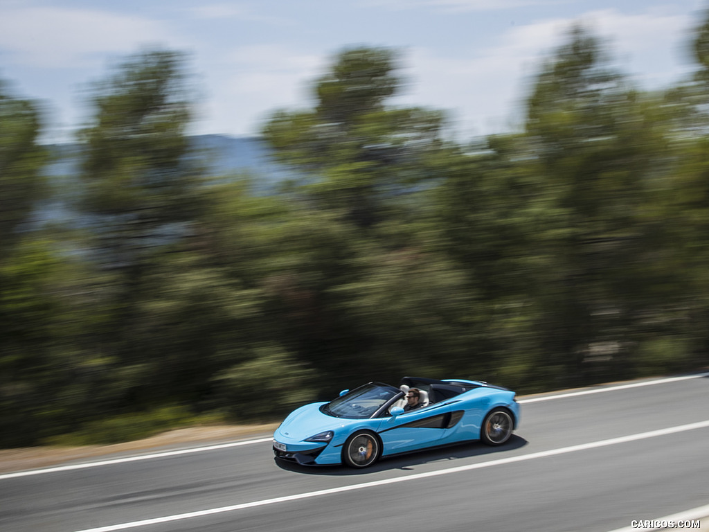 2018 McLaren 570S Spider (Color: Curacao Blue) - Front Three-Quarter