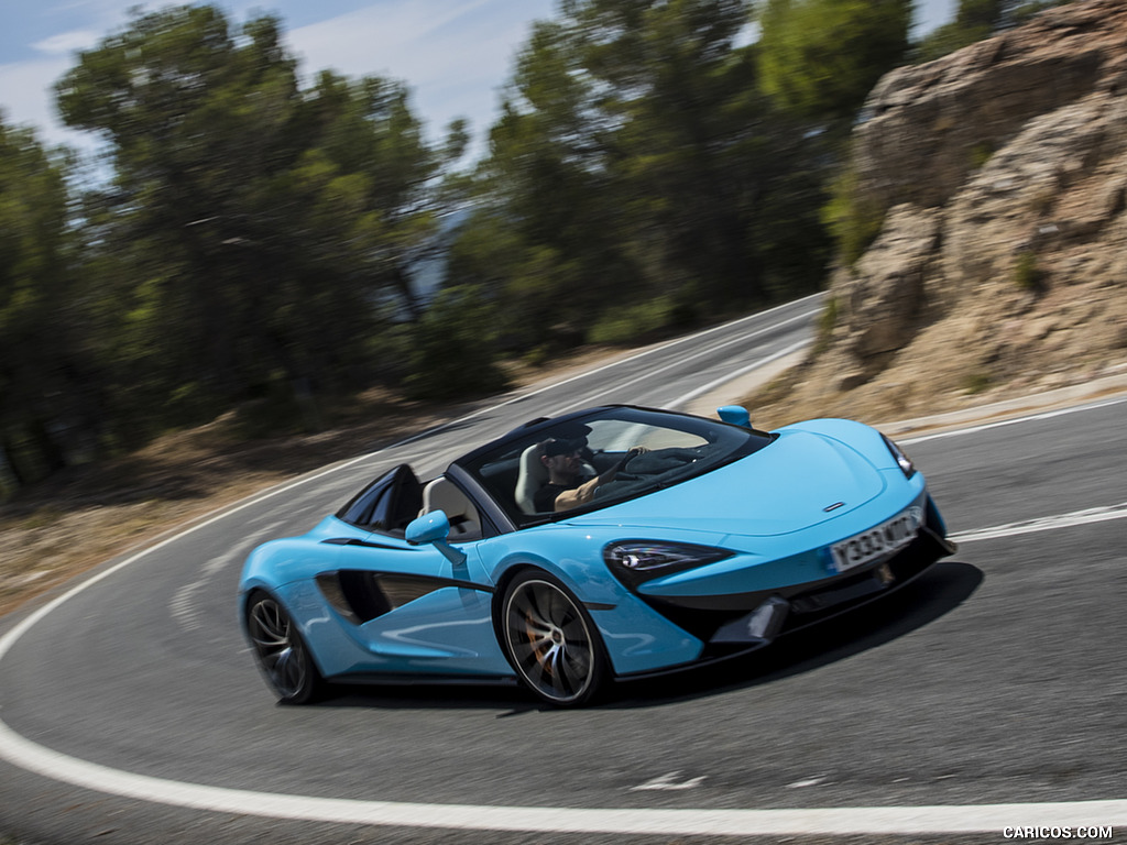 2018 McLaren 570S Spider (Color: Curacao Blue) - Front Three-Quarter