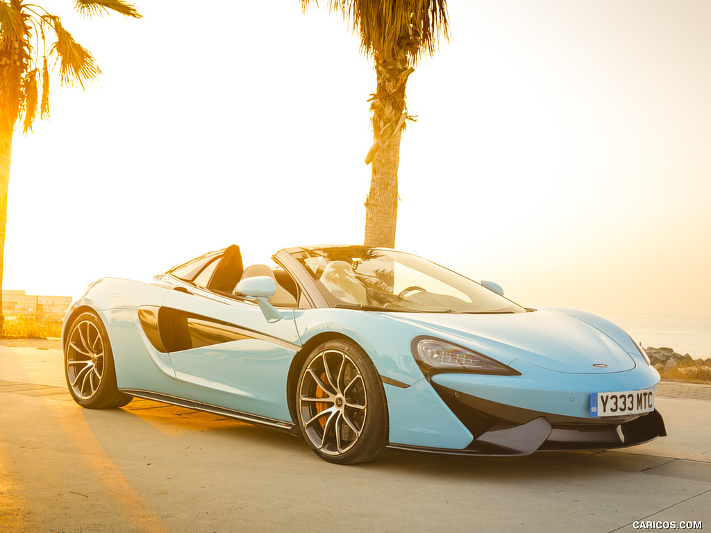 2018 McLaren 570S Spider (Color: Curacao Blue) - Front Three-Quarter