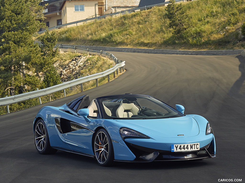 2018 McLaren 570S Spider (Color: Curacao Blue) - Front Three-Quarter