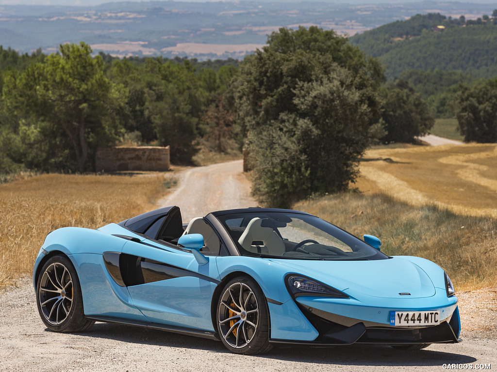 2018 McLaren 570S Spider (Color: Curacao Blue) - Front Three-Quarter