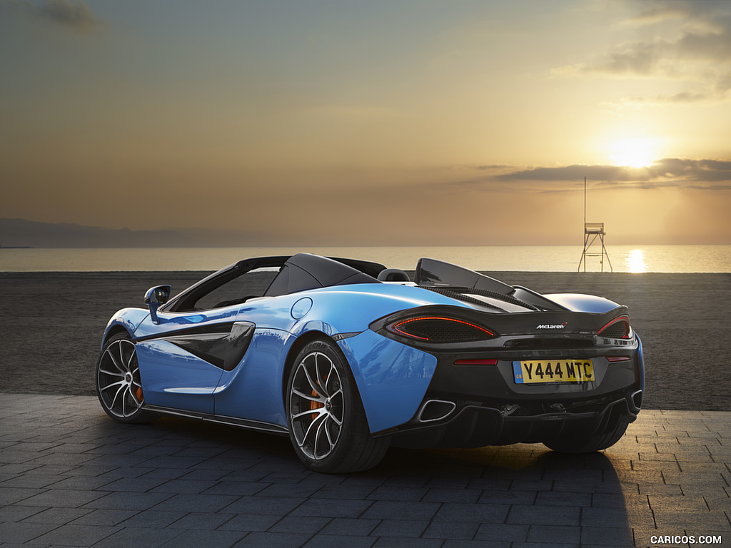 2018 McLaren 570S Spider (Color: Curacao Blue) - Rear Three-Quarter