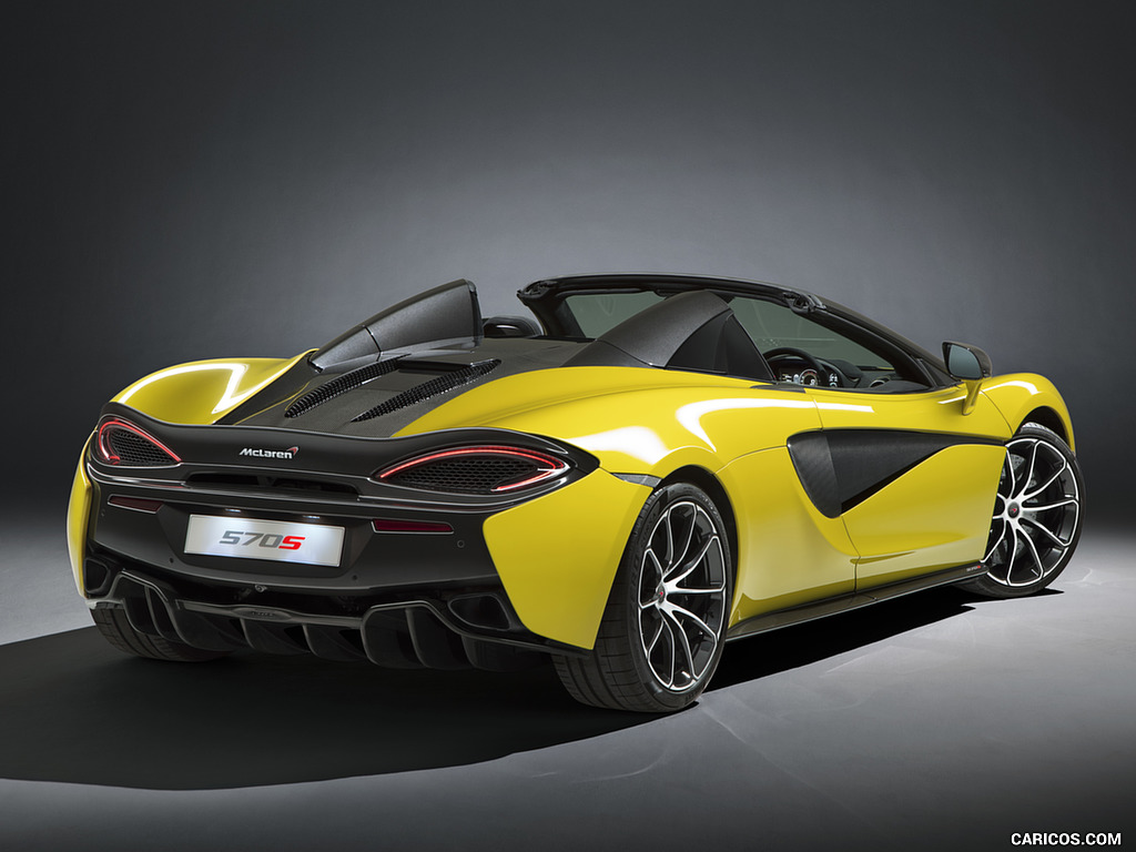 2018 McLaren 570S Spider (Color: Sicilian Yellow) - Rear Three-Quarter