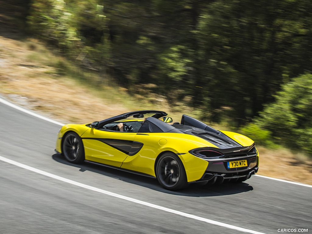 2018 McLaren 570S Spider (Color: Sicilian Yellow) - Rear Three-Quarter