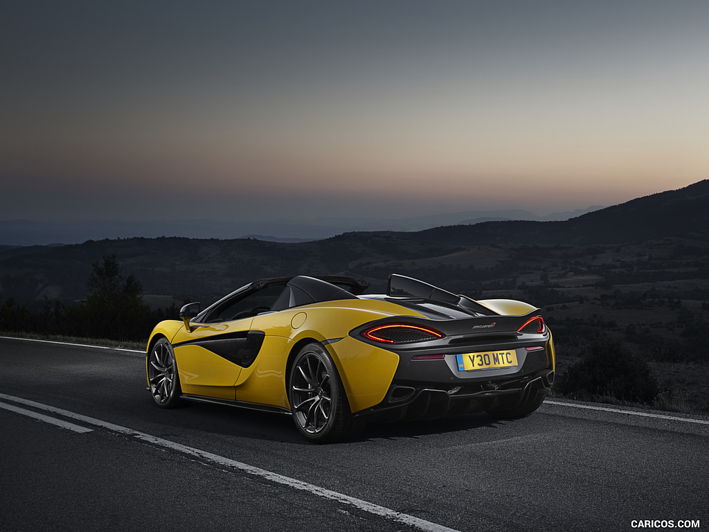 2018 McLaren 570S Spider (Color: Sicilian Yellow) - Rear Three-Quarter