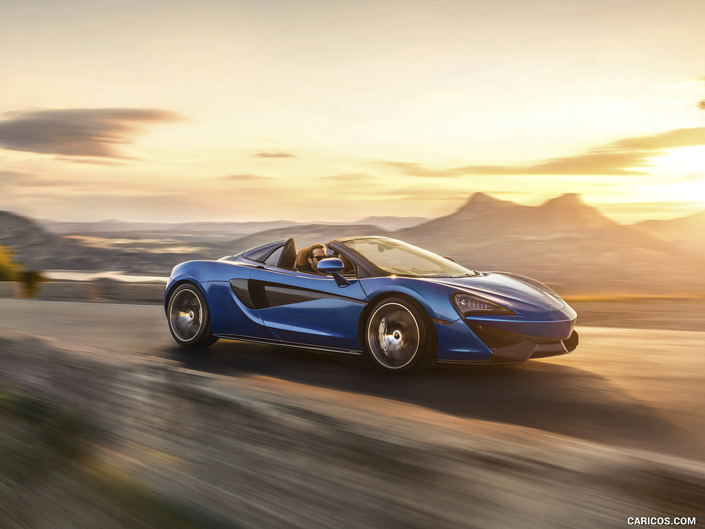 2018 McLaren 570S Spider (Color: Vega Blue) - Front Three-Quarter