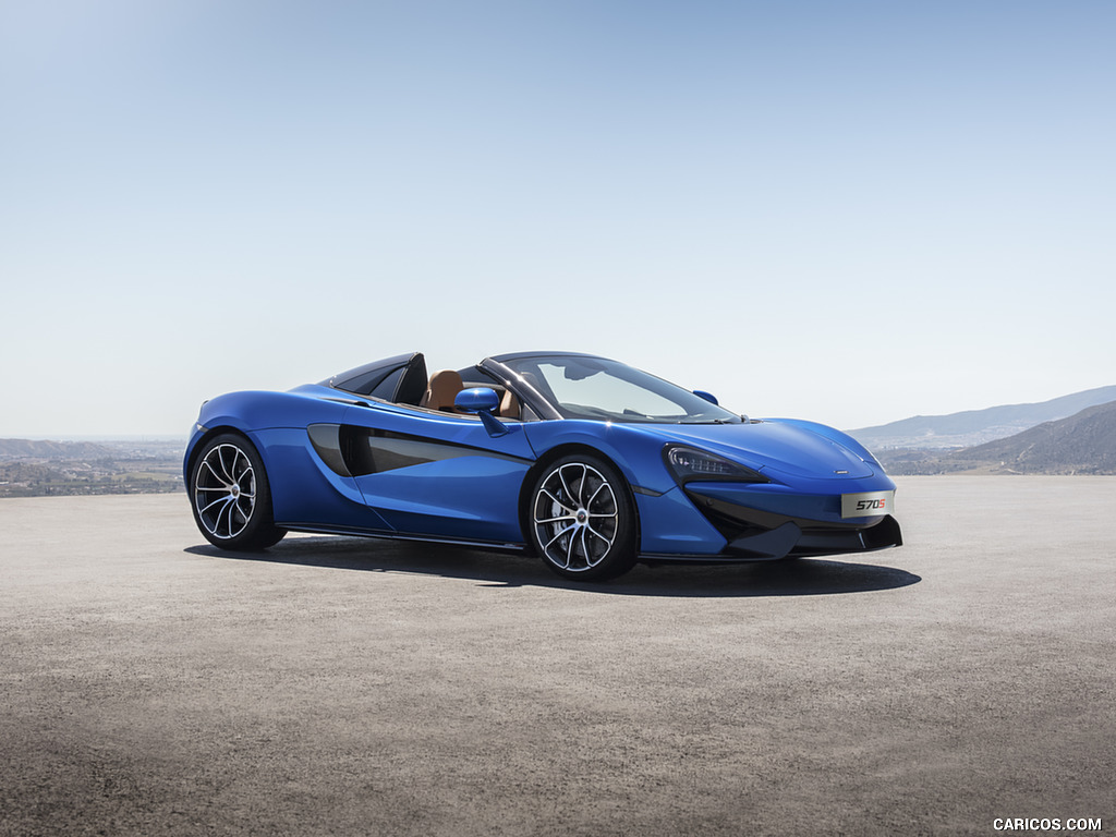 2018 McLaren 570S Spider (Color: Vega Blue) - Front Three-Quarter