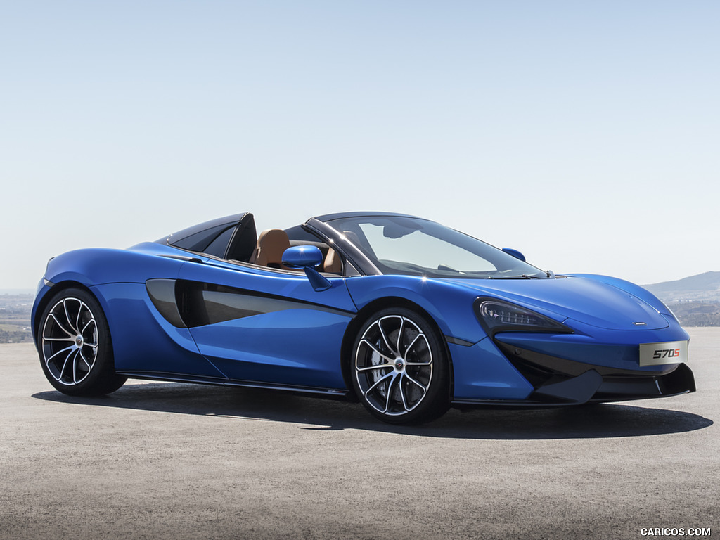 2018 McLaren 570S Spider (Color: Vega Blue) - Front Three-Quarter